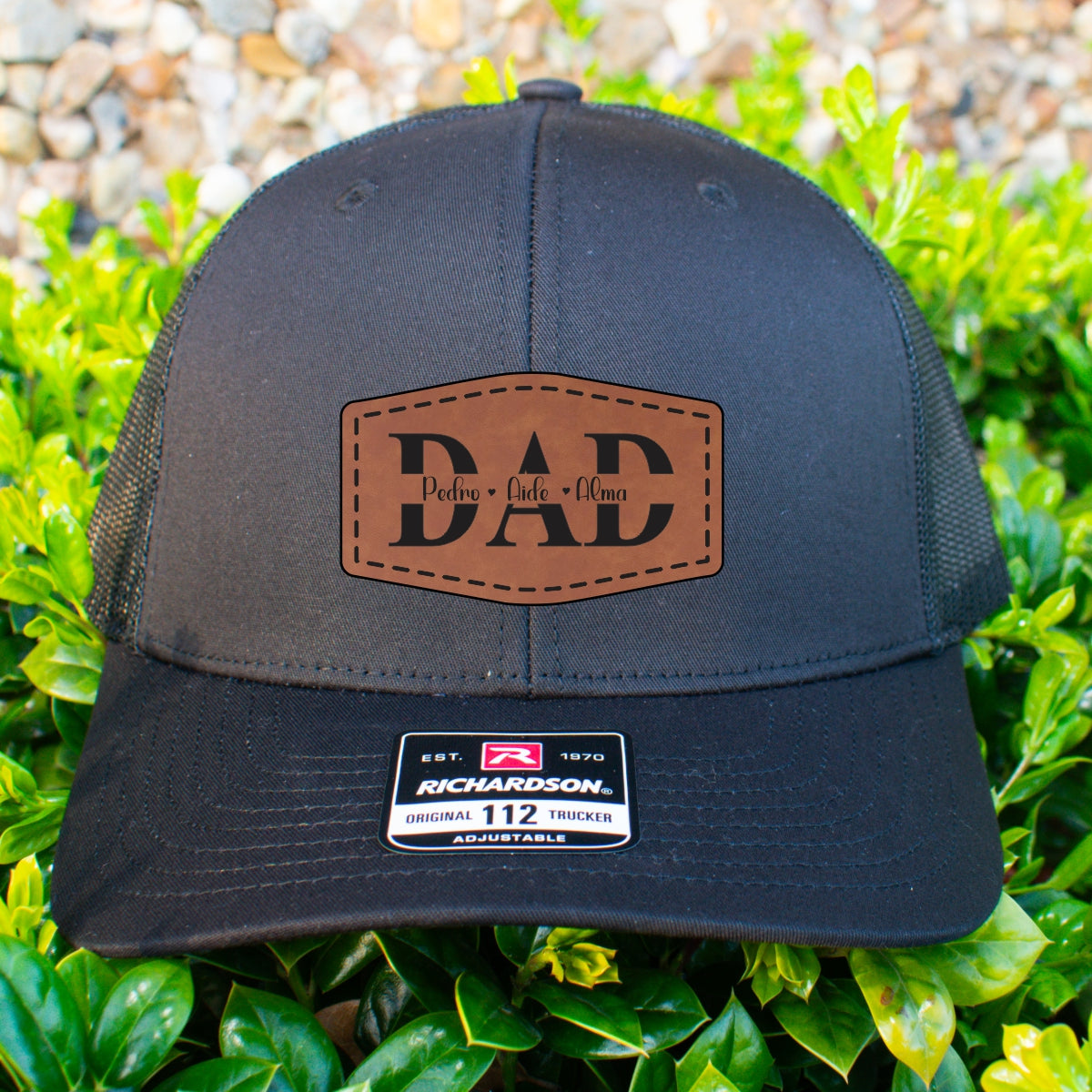 Custom hat Dad with kids names laser engraved - Gicela Aleman