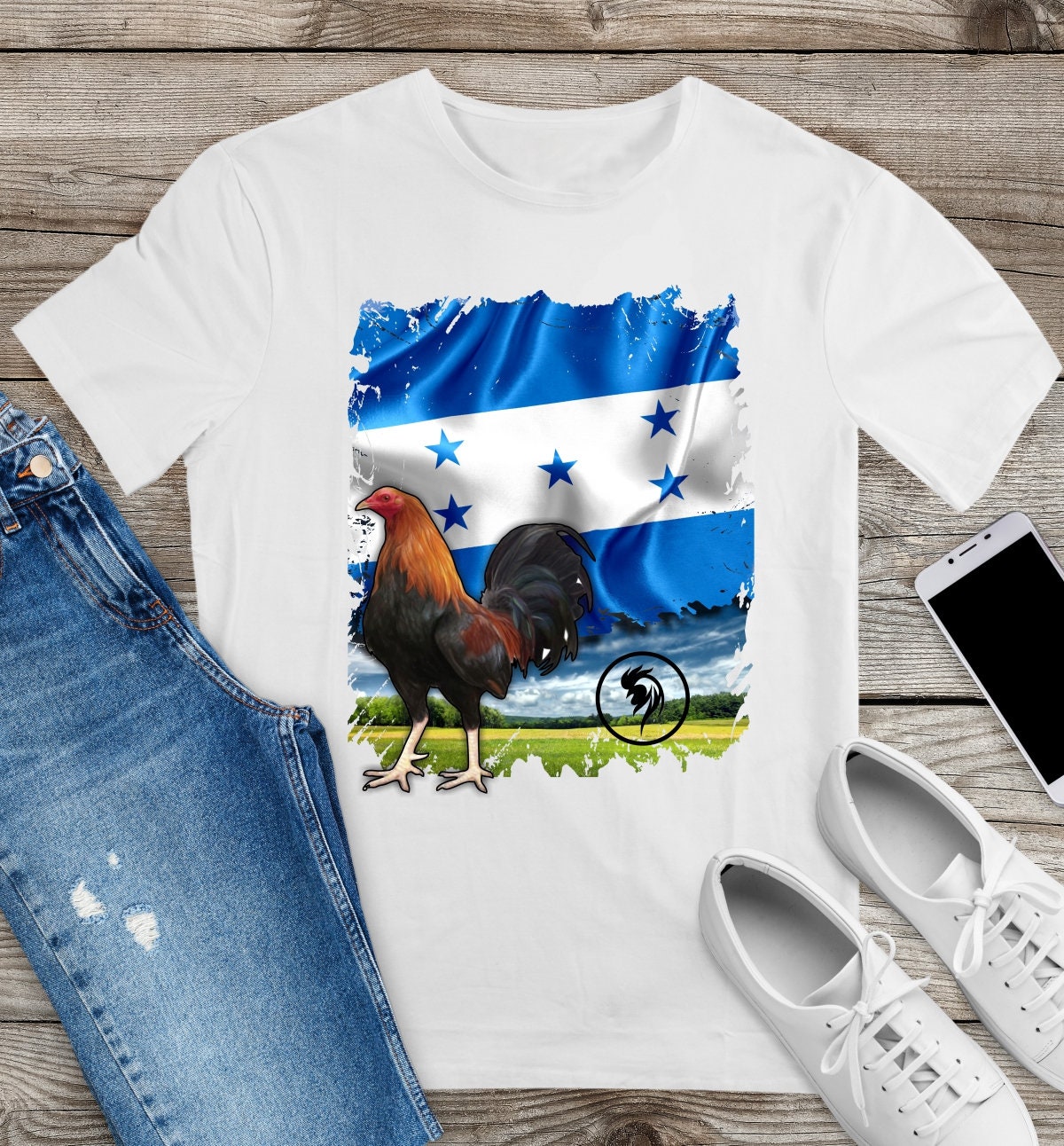 Rooster / Honduras Flag  / gallo / gallero / gift for him / spanish /  t shirt /  soft tee / sublimated t-shirt / - Gicela Aleman