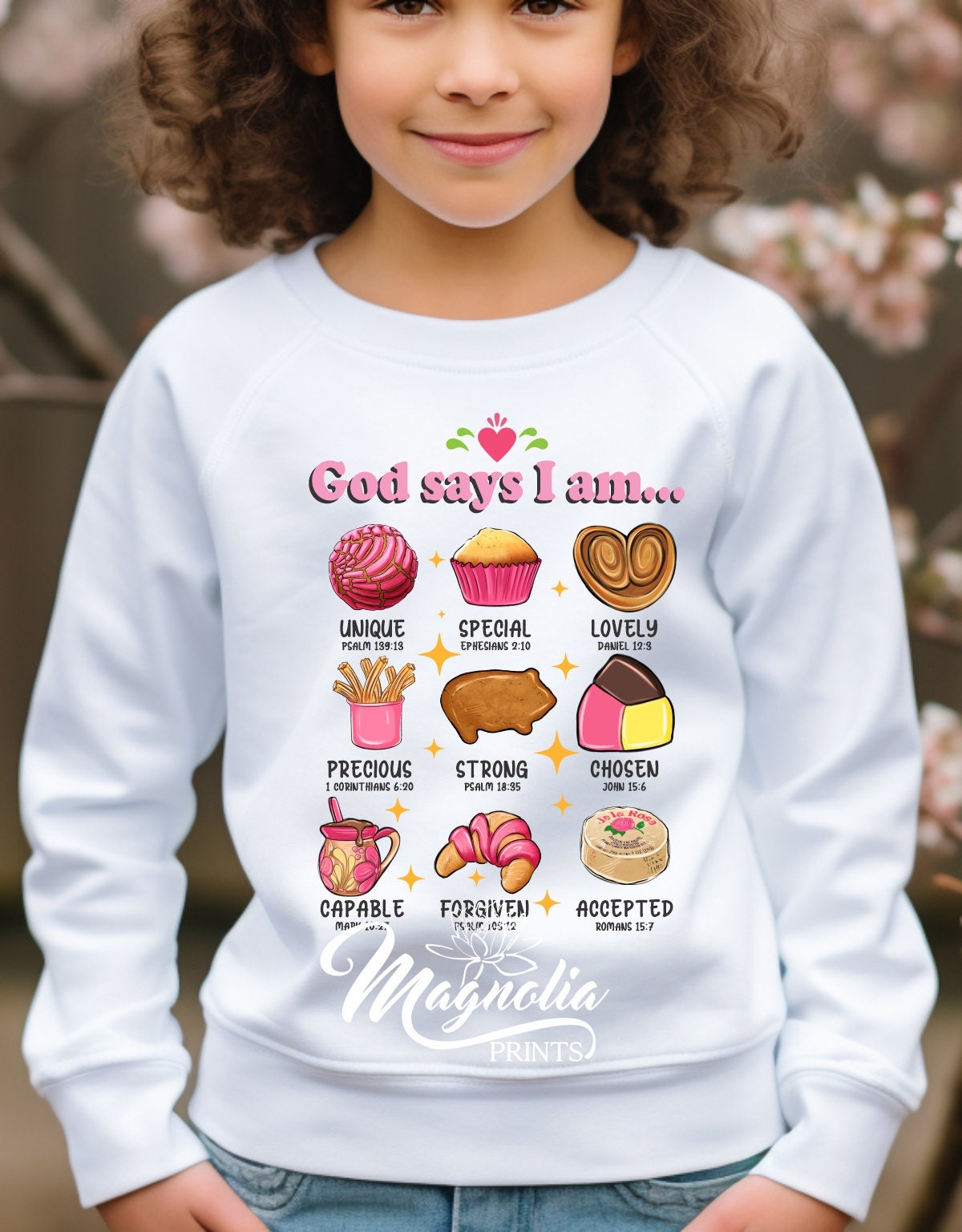 Kids Sweatshirt / God Says I Am Unique special lovely Pan Dulce - Gicela Aleman