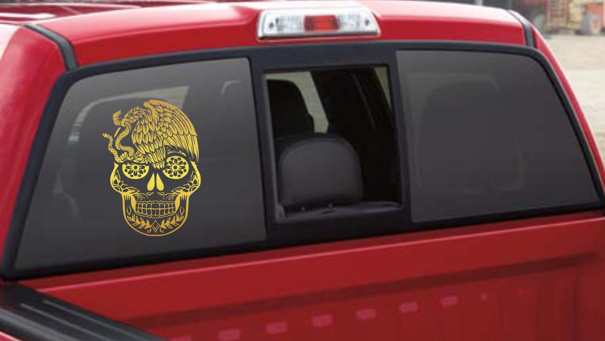 Mexican Eagle & Sugar Skull Decal with Custom Name Option - Gicela Aleman