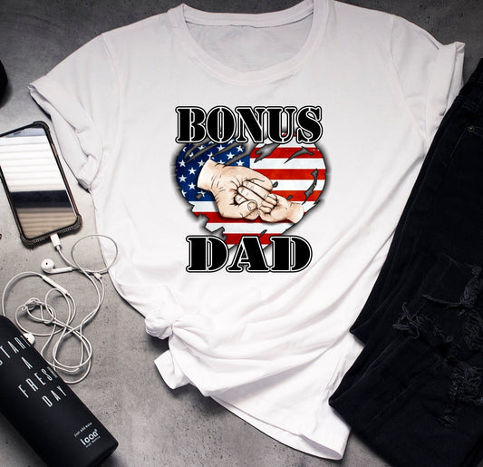 Father's day tee/  bonus dad / soft tee / sublimated t-shirt / gift for dad / gift for daddy / father's day - Gicela Aleman