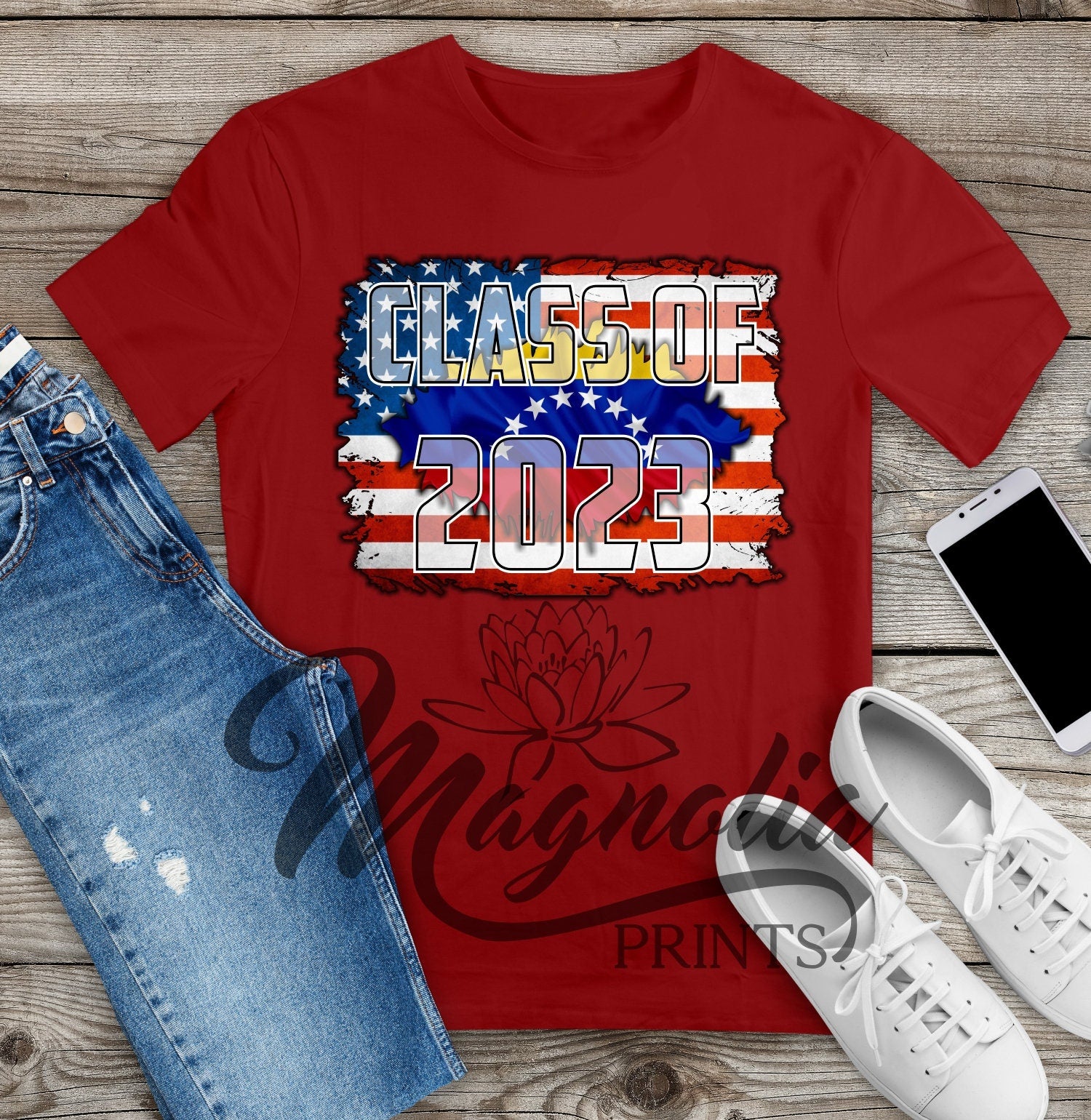 T shirt Senior 2023 / Venezuela flag/ USA flag / graduate, graduado / graduation / class of 2023 / senior / mexico  / Spanish gift - Gicela Aleman