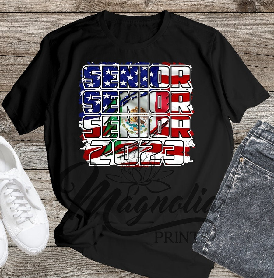 T shirt Senior 2023 / mexico flag/ USA flag / graduate, graduado / graduation / class of 2023 / senior / mexico  / Spanish gift - Gicela Aleman