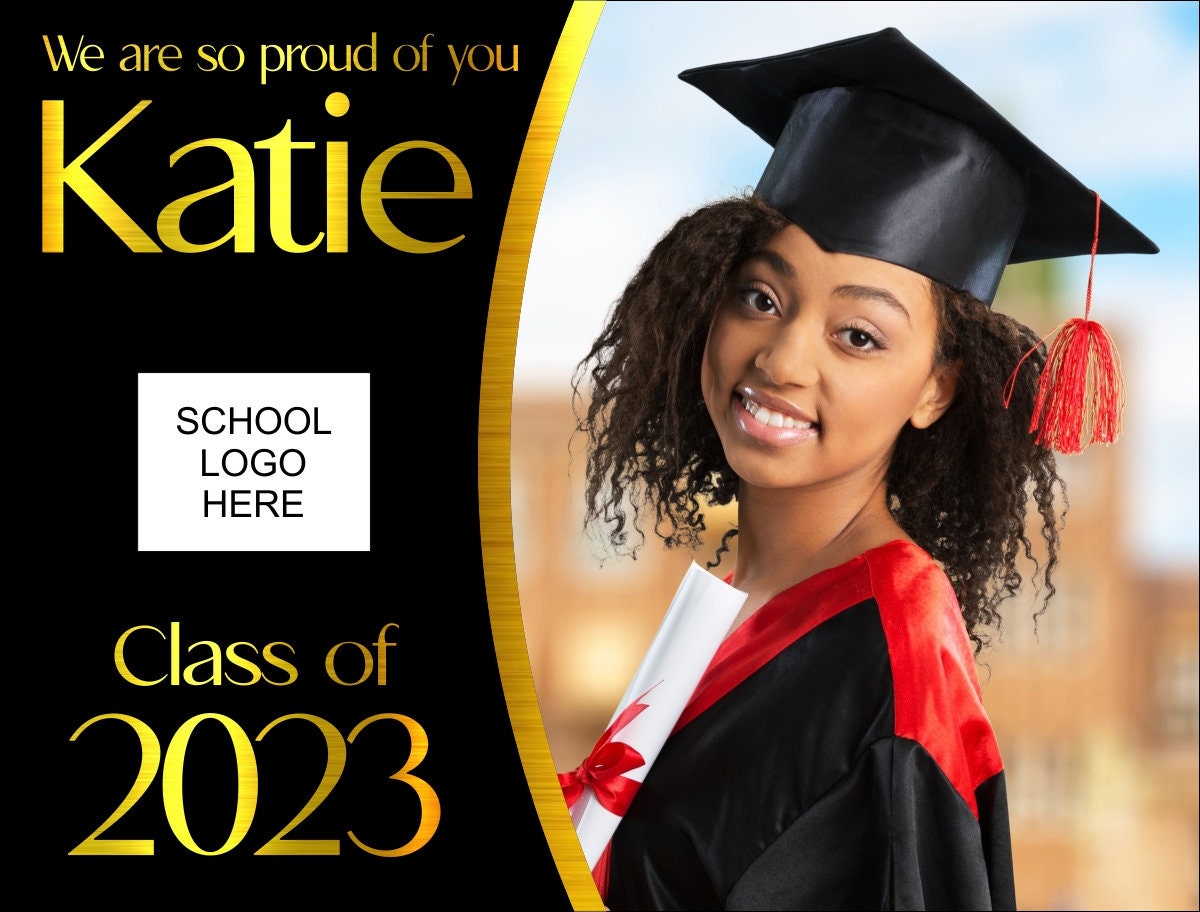 Senior Custom Graduation Yard Sign / H Stake / Senior sign / congrats class of 2023 / Graduate announcement / Metallic GIFT - Gicela Aleman
