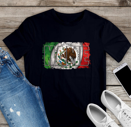 Mexican Flag name  shirt /  soft tee / sublimated t-shirt / sarape / folklore / gift - Gicela Aleman