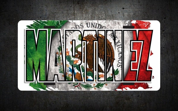 Custom License Plate with your last name and your flag - Gicela Aleman