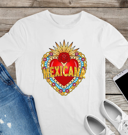 Mexicana sacred heart t shirt /  soft tee / sagrado corazon Mexicana - Gicela Aleman