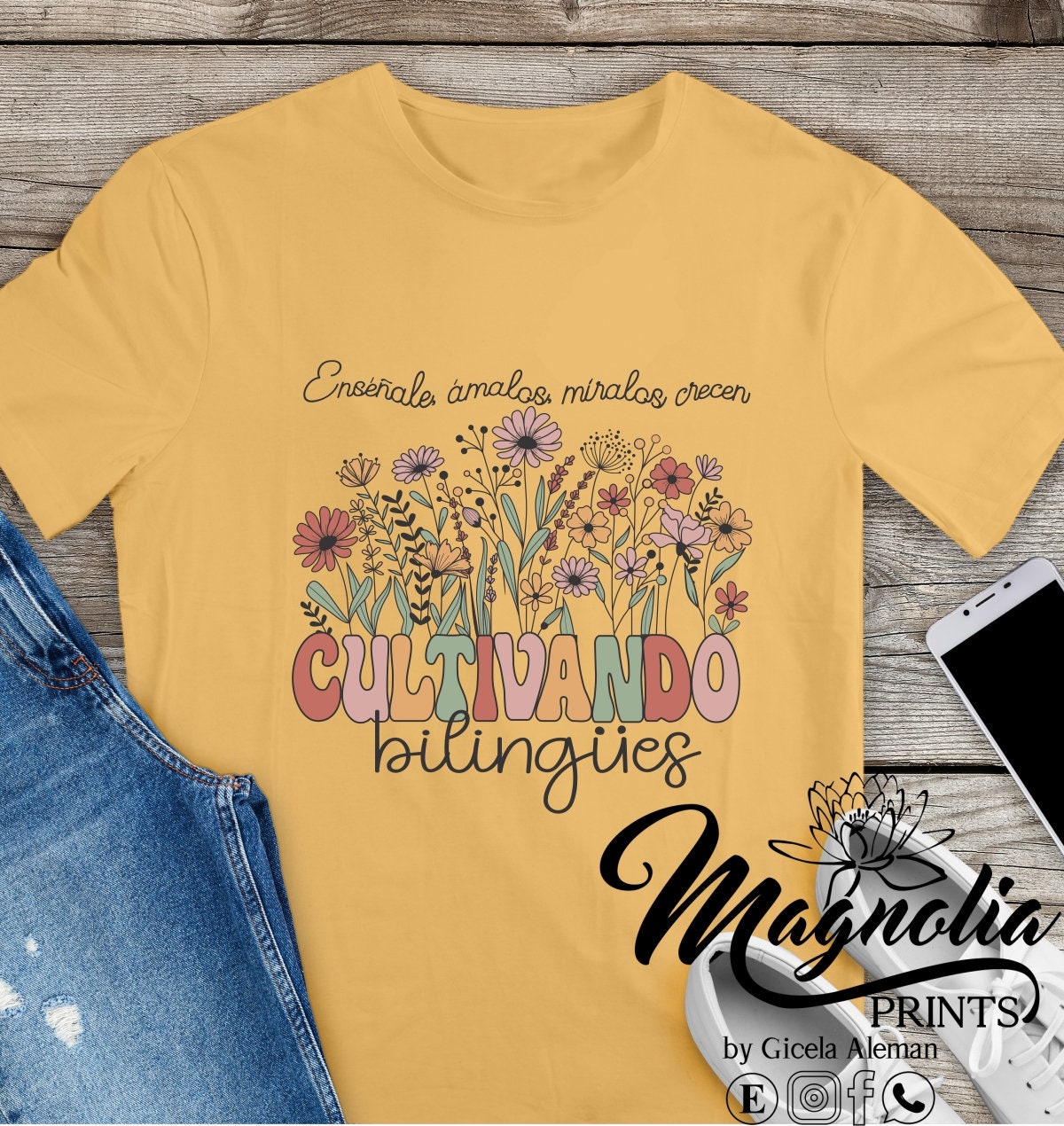 T-shirt / Cultivando bilingues / fun shirt / soft tee / gift for her / teacher spanish shirt - Gicela Aleman