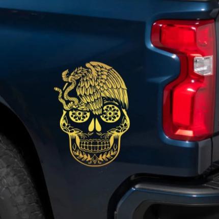 Mexican Eagle & Sugar Skull Decal with Custom Name Option - Gicela Aleman